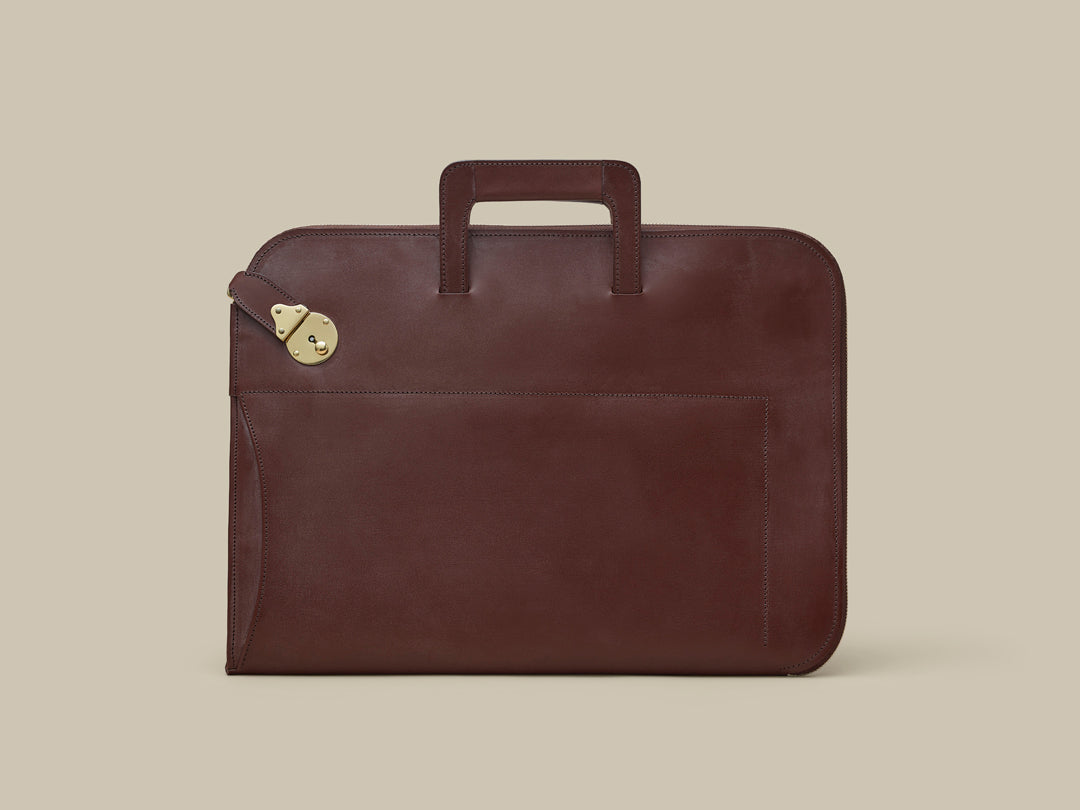 Retractable Handle Portfolio with Lock - Havana