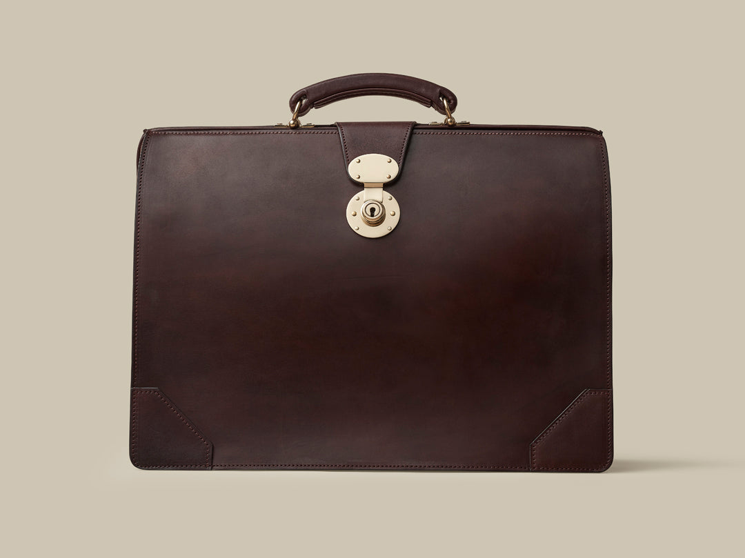 Frame Top Briefcase Dark Brown