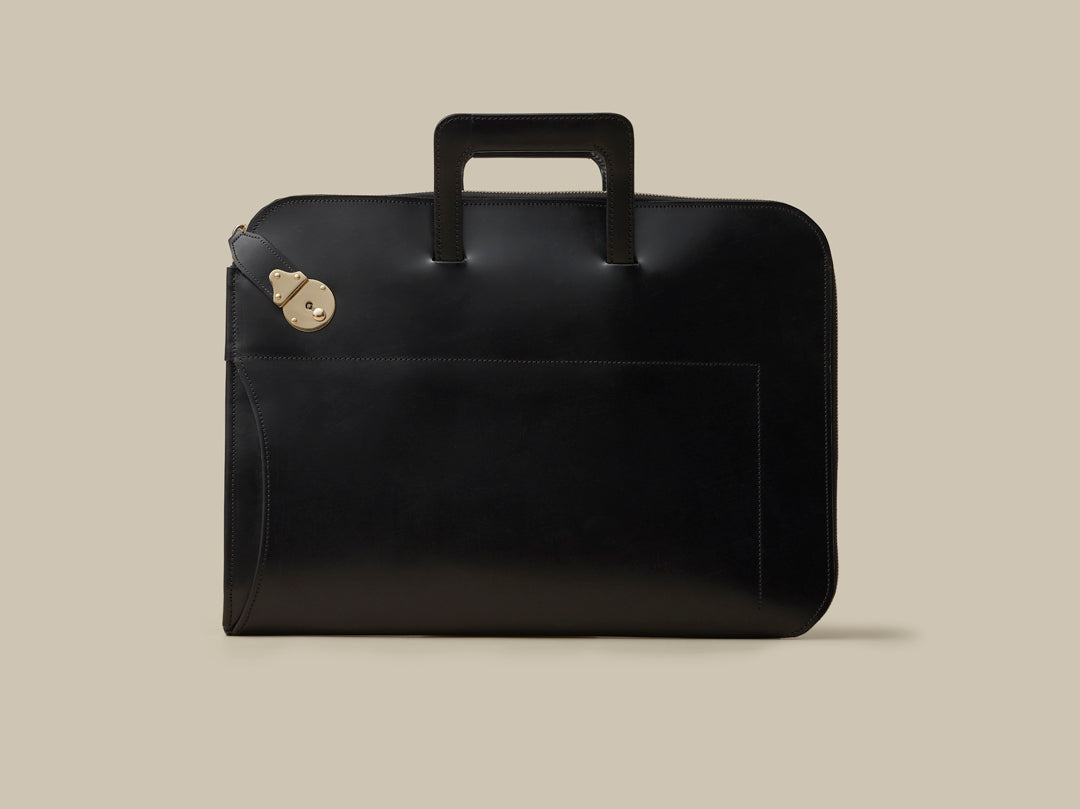 Retractable Handle Portfolio with Lock - Black