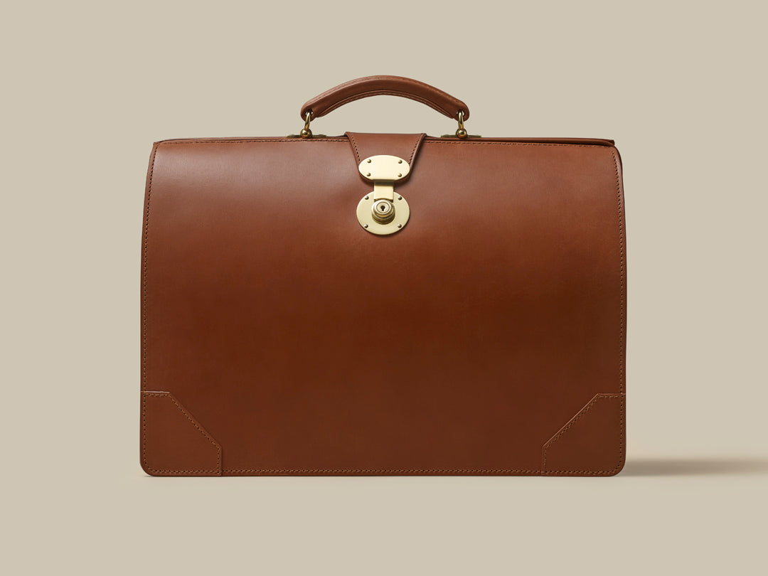 Frame Top Briefcase Light Brown